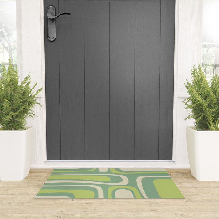 Mid-Century Modern Palm Springs Abstract Pattern Light Lime Jade Green Welcome Mat Gallery Image 3