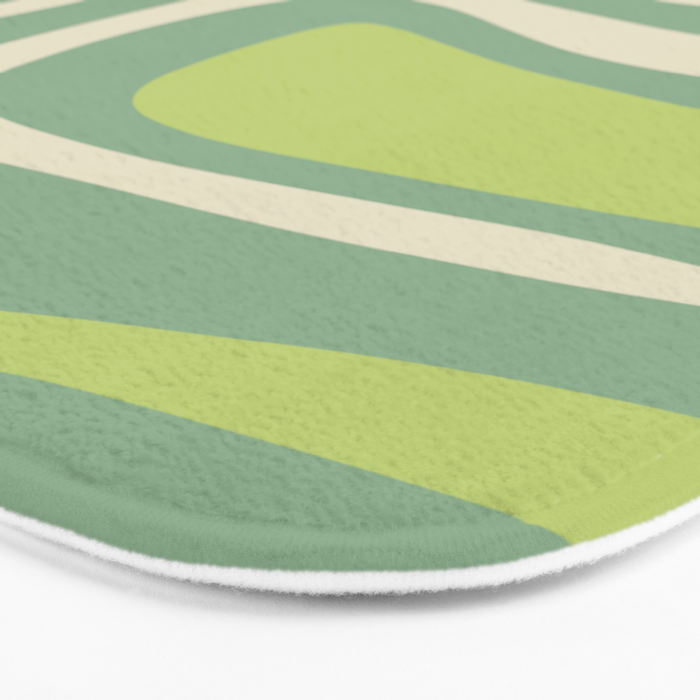 Mid-Century Modern Palm Springs Abstract Pattern Light Lime Jade Green Bath Mat Gallery Image 3