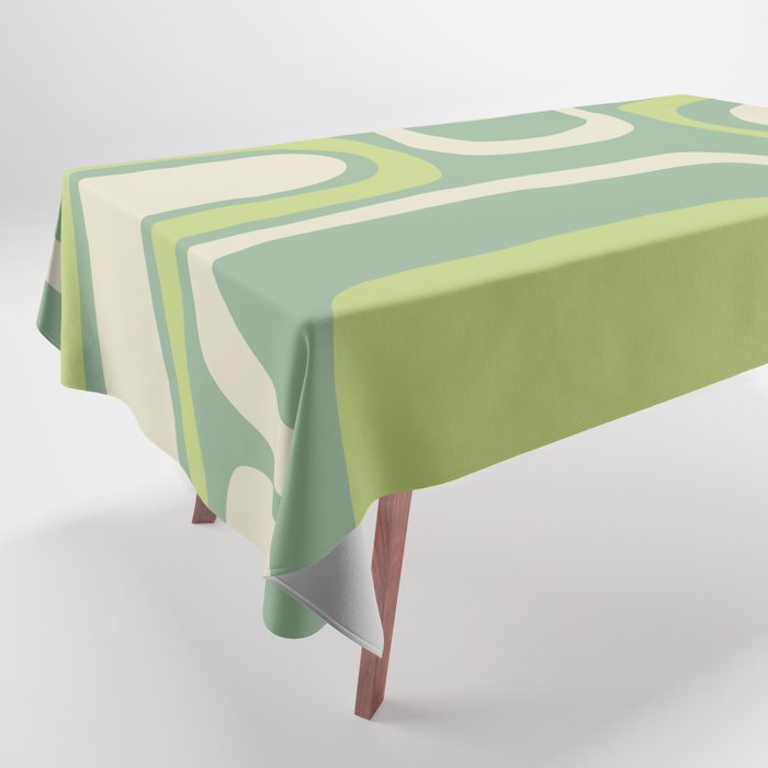 Mid-Century Modern Palm Springs Abstract Pattern Light Lime Jade Green Tablecloth Gallery Image 1