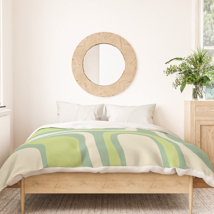 Mid-Century Modern Palm Springs Abstract Pattern Light Lime Jade Green Duvet Cover Gallery Image 3