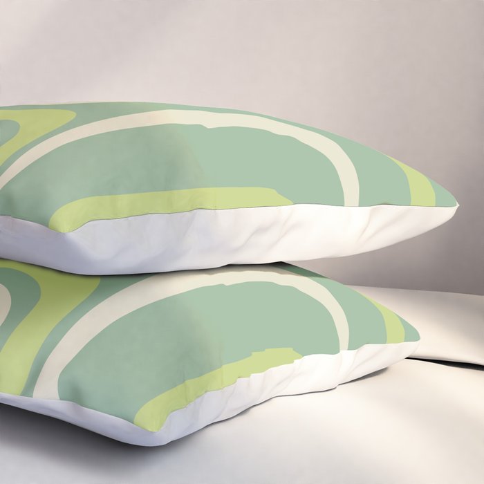 Mid-Century Modern Palm Springs Abstract Pattern Light Lime Jade Green Pillow Sham Gallery Image 3
