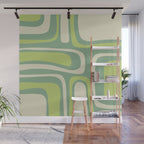 Mid-Century Modern Palm Springs Abstract Pattern Light Lime Jade Green Wall Mural Gallery Image 1