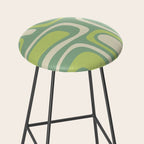 Mid-Century Modern Palm Springs Abstract Pattern Light Lime Jade Green Stool Gallery Image 2