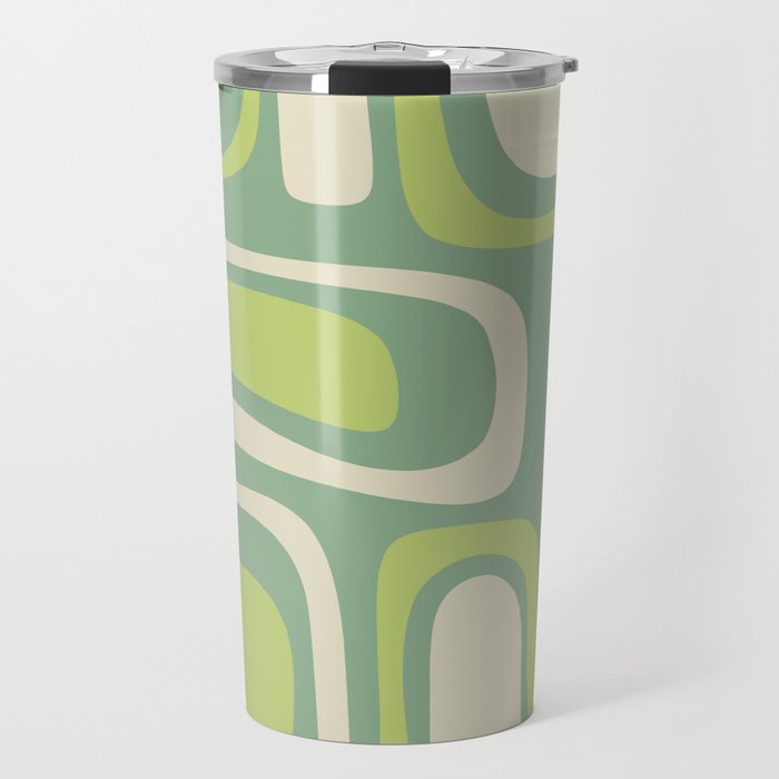 Mid-Century Modern Palm Springs Abstract Pattern Light Lime Jade Green Travel Mug Gallery Image 1