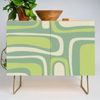 Mid-Century Modern Palm Springs Abstract Pattern Light Lime Jade Green Credenza Gallery Image 1