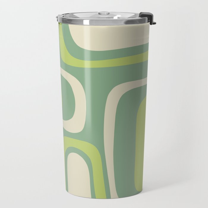 Mid-Century Modern Palm Springs Abstract Pattern Light Lime Jade Green Travel Mug Gallery Image 2