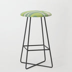 Mid-Century Modern Palm Springs Abstract Pattern Light Lime Jade Green Stool Gallery Image 1