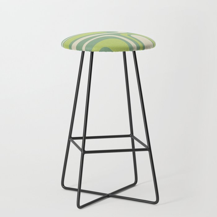 Mid-Century Modern Palm Springs Abstract Pattern Light Lime Jade Green Stool Gallery Image 1