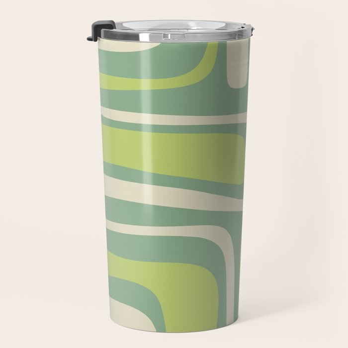 Mid-Century Modern Palm Springs Abstract Pattern Light Lime Jade Green Travel Mug Gallery Image 3