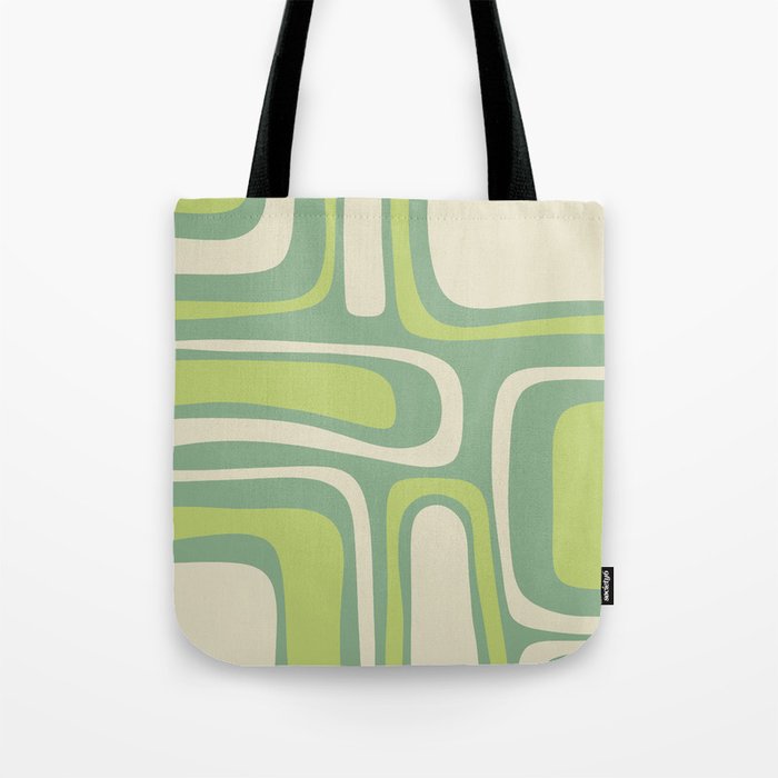 Mid-Century Modern Palm Springs Abstract Pattern Light Lime Jade Green Tote Bag Gallery Image 1