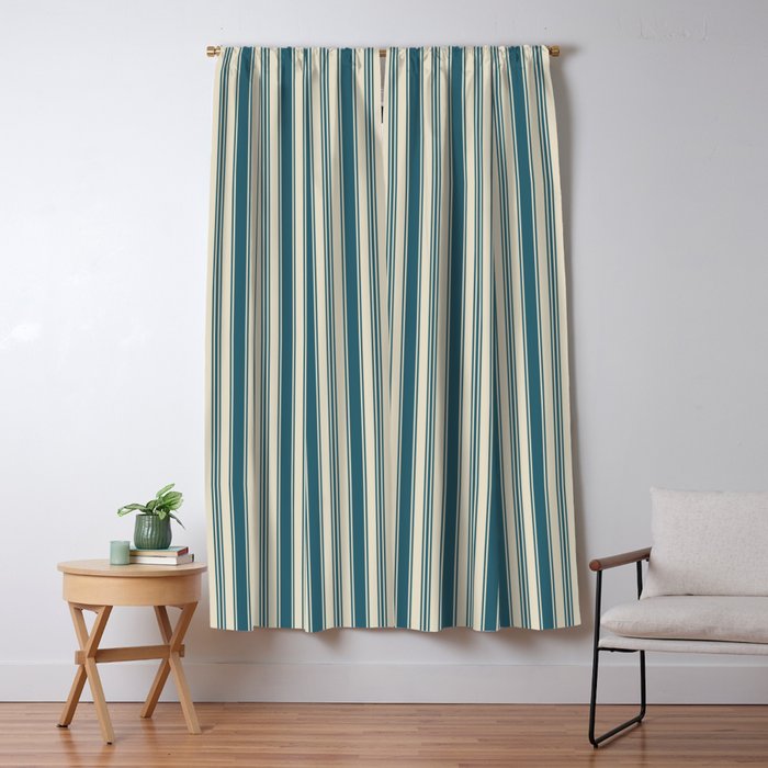 Vintage stripes wallpaper design dark teal pattern Window Curtain Gallery Image 1