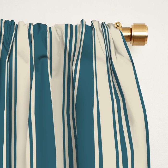 Vintage stripes wallpaper design dark teal pattern Window Curtain Gallery Image 2