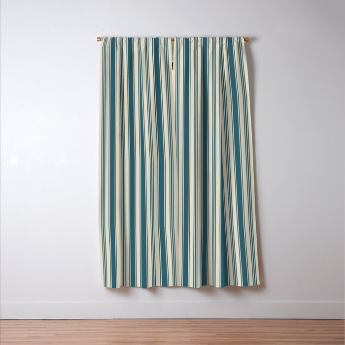 Vintage stripes wallpaper design dark teal pattern Window Curtain Gallery Image 3
