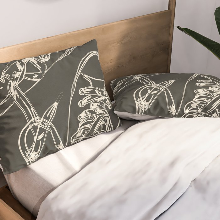 Retro Sneakers Drawing 4 Pillow Sham Gallery Image 2