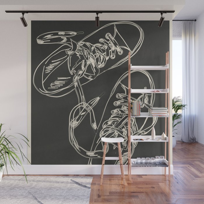 Retro Sneakers Drawing 4 Wall Mural Gallery Image 1