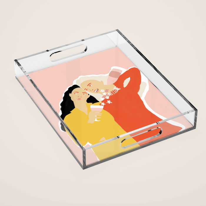 Best Friends and Wine Acrylic Tray Gallery Image 1