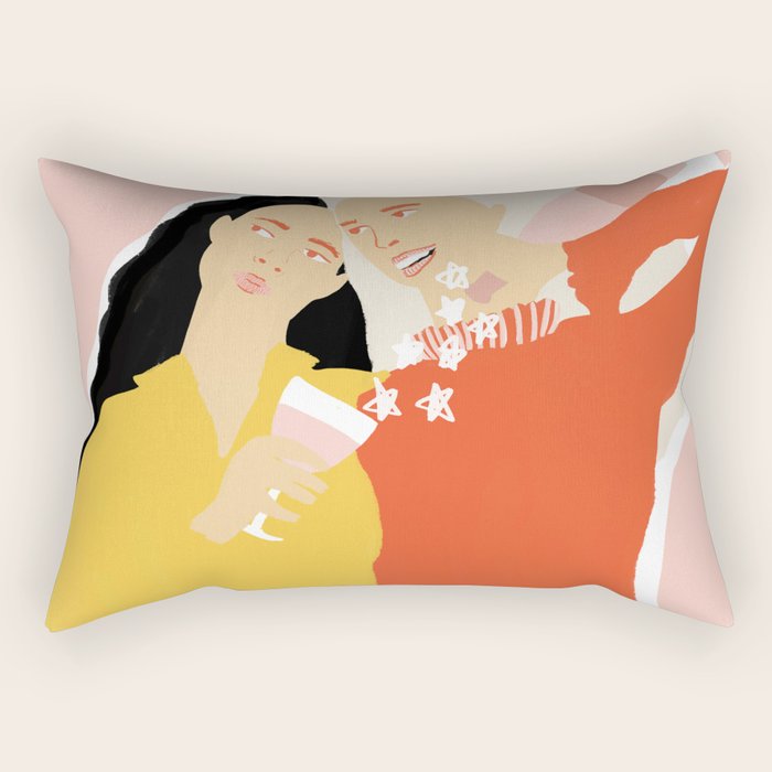 Best Friends and Wine Rectangular Pillow Gallery Image 1
