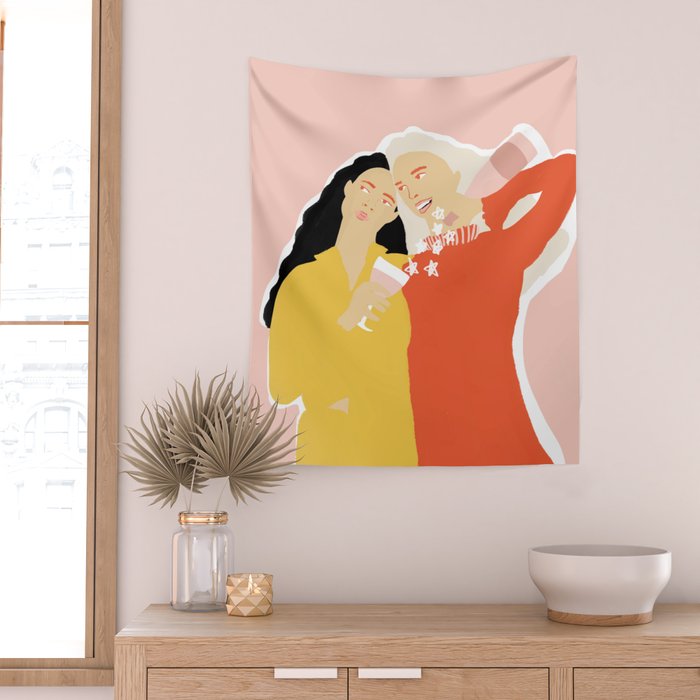 Best Friends and Wine Wall Tapestry Gallery Image 2