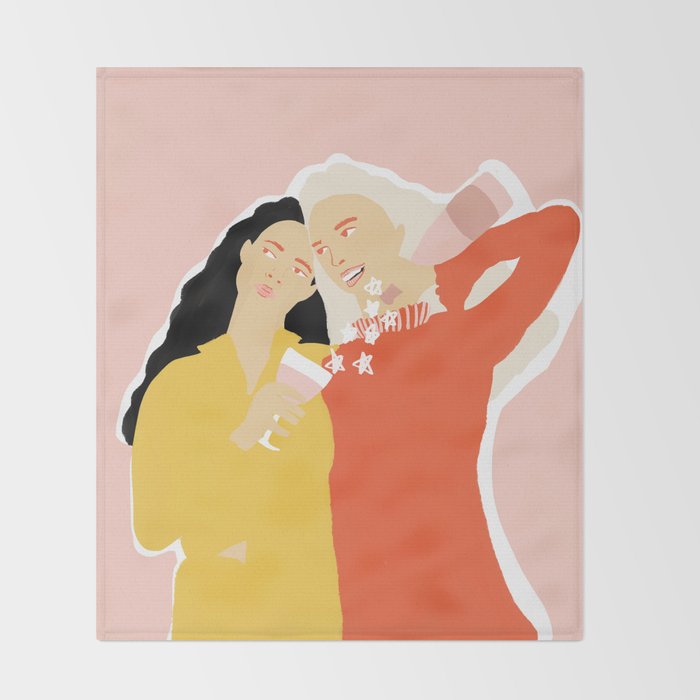 Best Friends and Wine Throw Blanket Gallery Image 2
