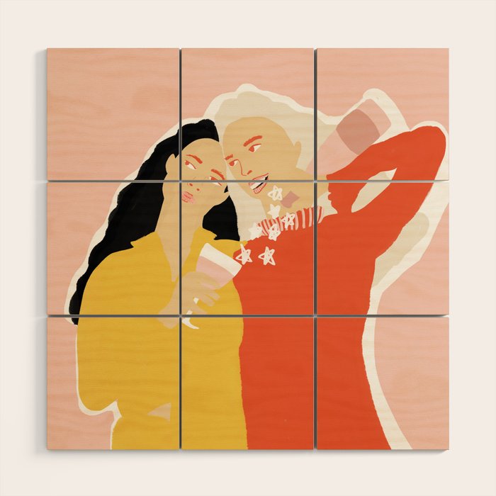 Best Friends and Wine Wood Wall Art Gallery Image 1