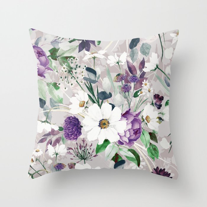 Lush lilac garden Throw Pillow Gallery Image 6