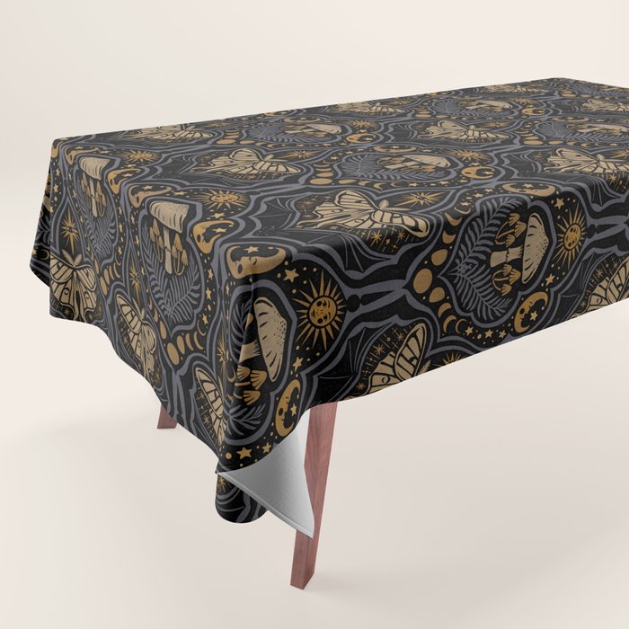 Celestial Forest Damask - Midnight Tablecloth Gallery Image 1