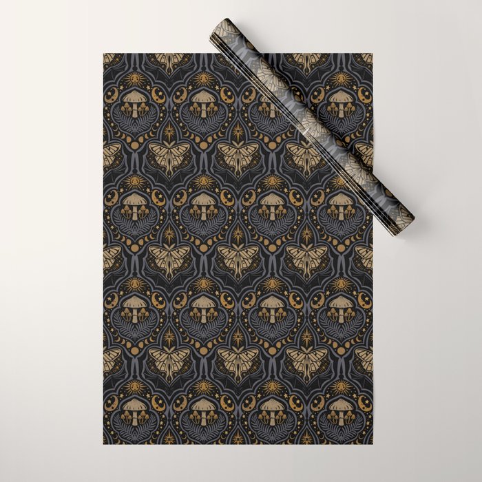Celestial Forest Damask - Midnight Wrapping Paper Gallery Image 1
