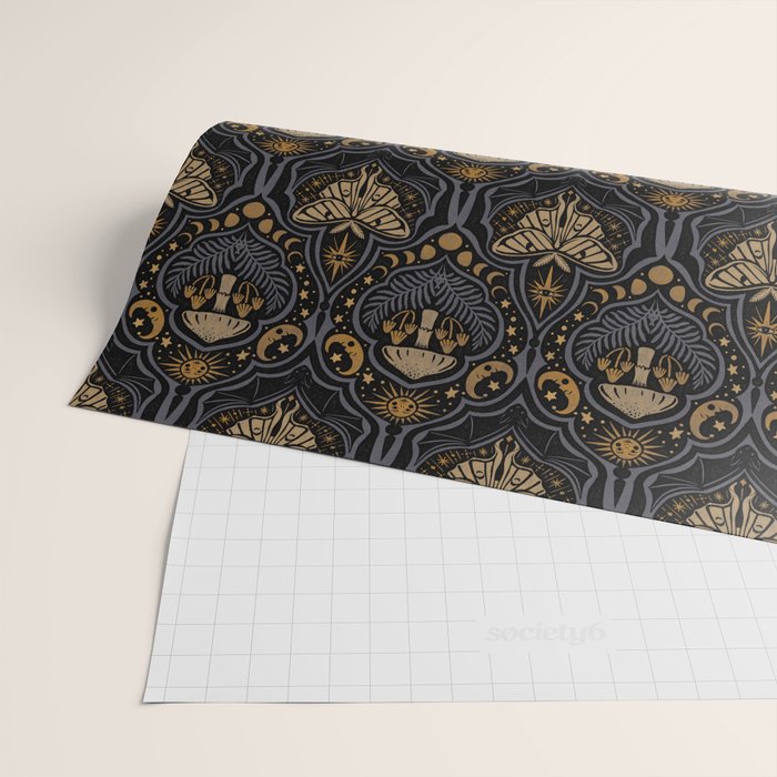 Celestial Forest Damask - Midnight Wrapping Paper Gallery Image 2
