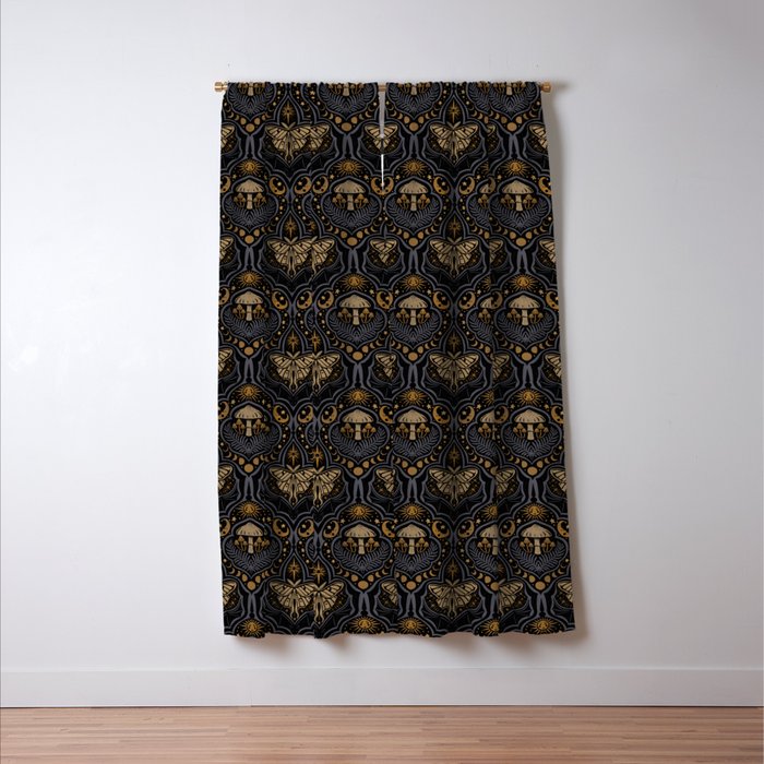 Celestial Forest Damask - Midnight Window Curtain Gallery Image 3