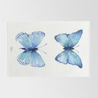 Two Blue Butterflies Watercolor Rug Gallery Image 2