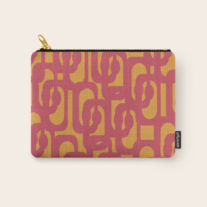 Mid Century Modern Loop Pattern in Magenta and Mustard Carry All Pouch Gallery Image 1