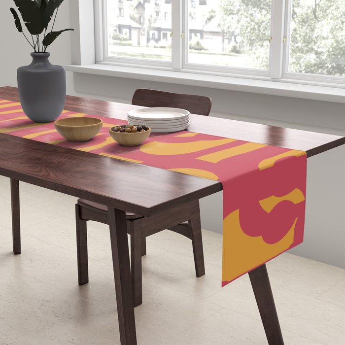 Mid Century Modern Loop Pattern in Magenta and Mustard Table Runner Gallery Image 2