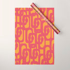 Mid Century Modern Loop Pattern in Magenta and Mustard Wrapping Paper Gallery Image 1