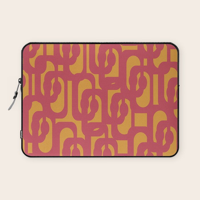 Mid Century Modern Loop Pattern in Magenta and Mustard Laptop Sleeve Gallery Image 1