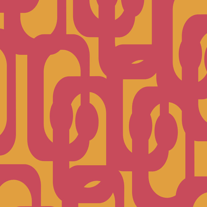 Mid Century Modern Loop Pattern in Magenta and Mustard Coffee Mug Gallery Image 2