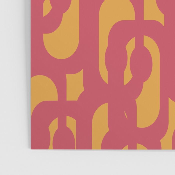 Mid Century Modern Loop Pattern in Magenta and Mustard Poster Gallery Image 3