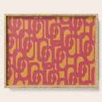 Mid Century Modern Loop Pattern in Magenta and Mustard Serving Tray Gallery Image 1