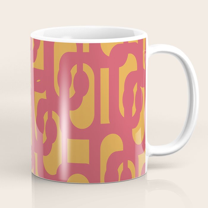 Mid Century Modern Loop Pattern in Magenta and Mustard Coffee Mug Gallery Image 1