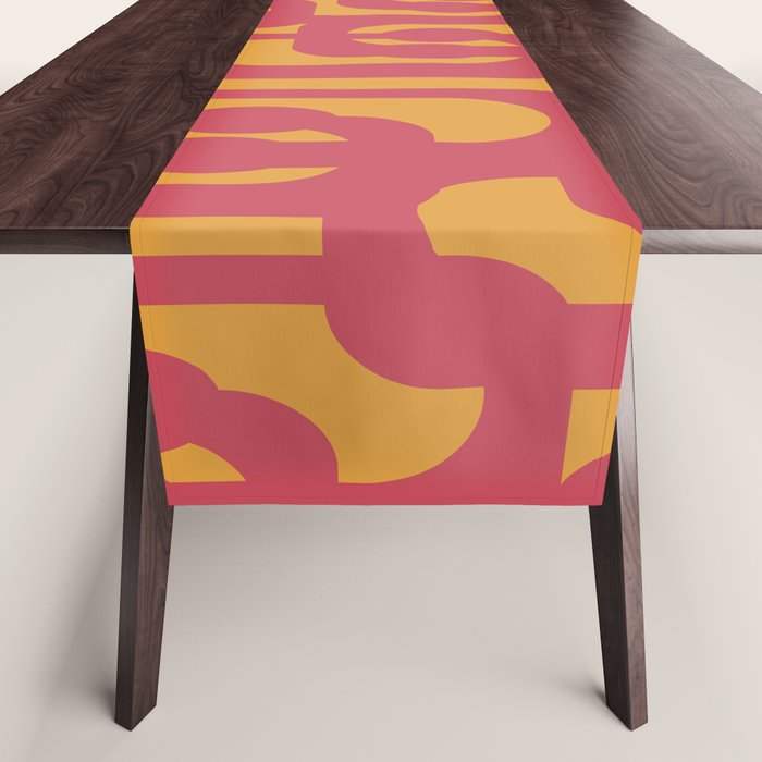 Mid Century Modern Loop Pattern in Magenta and Mustard Table Runner Gallery Image 1