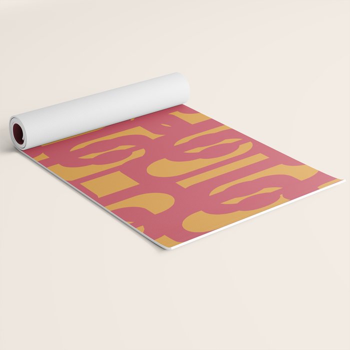 Mid Century Modern Loop Pattern in Magenta and Mustard Yoga Mat Gallery Image 2