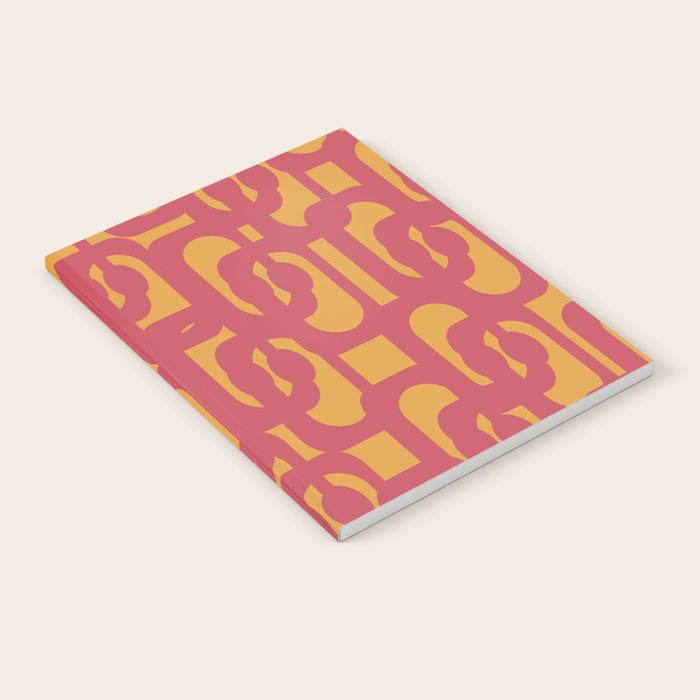 Mid Century Modern Loop Pattern in Magenta and Mustard Notebook