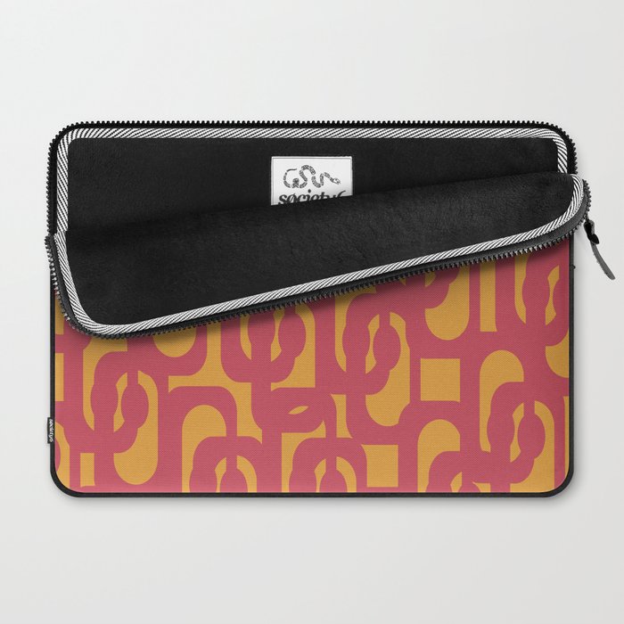 Mid Century Modern Loop Pattern in Magenta and Mustard Laptop Sleeve Gallery Image 2