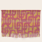 Mid Century Modern Loop Pattern in Magenta and Mustard Wall Hanging Gallery Image 1