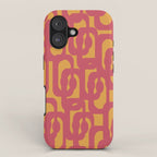 Mid Century Modern Loop Pattern in Magenta and Mustard iPhone Case Gallery Image 1