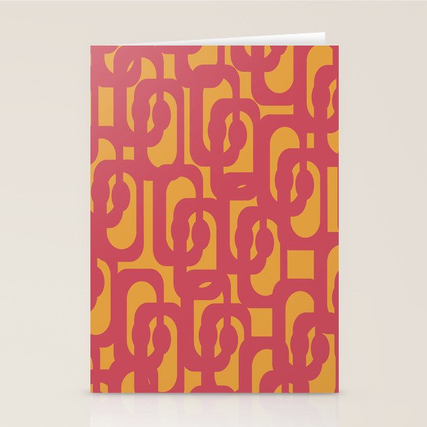 Mid Century Modern Loop Pattern in Magenta and Mustard Stationery Card Gallery Image 2