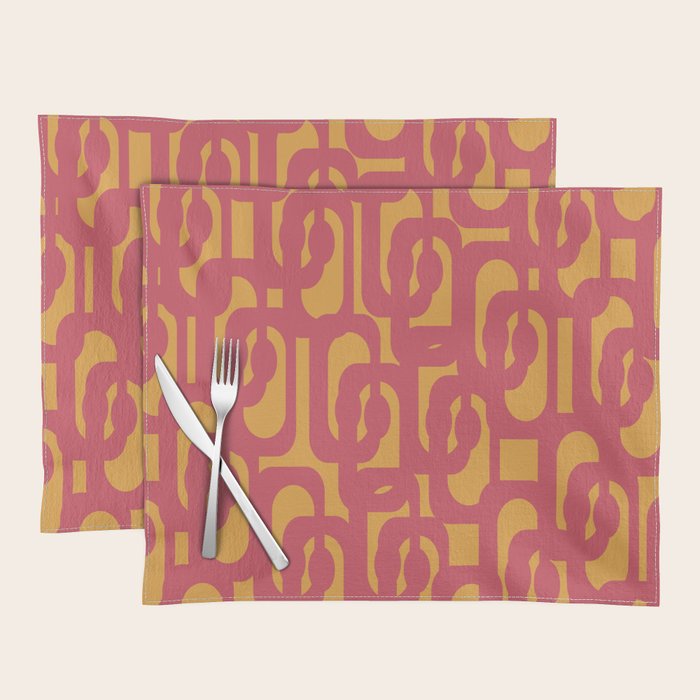 Mid Century Modern Loop Pattern in Magenta and Mustard Placemat Gallery Image 1