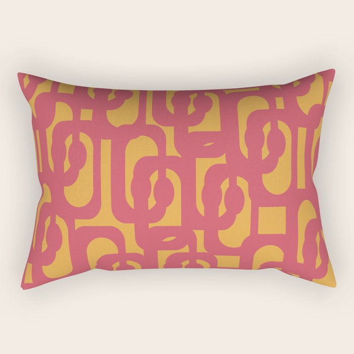 Mid Century Modern Loop Pattern in Magenta and Mustard Rectangular Pillow Gallery Image 1