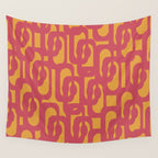 Mid Century Modern Loop Pattern in Magenta and Mustard Wall Tapestry Gallery Image 4