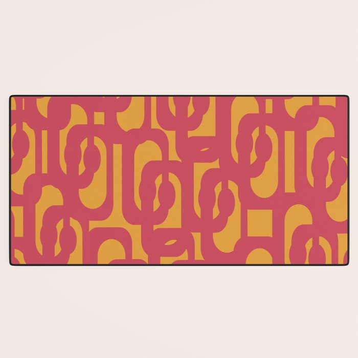 Mid Century Modern Loop Pattern in Magenta and Mustard Desk Mat Gallery Image 3