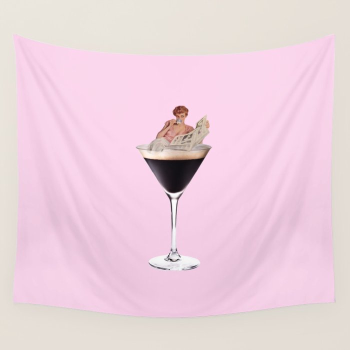 espresso martini 2 pink Wall Tapestry Gallery Image 1